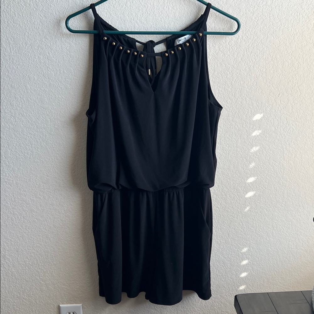 White House Black Market Black Dress with Gold Studs